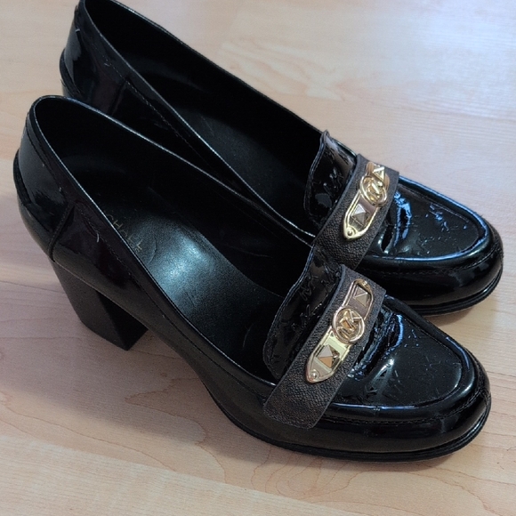 MICHAEL Michael Kors Shoes - MICHAEL Michael Kors Black Patent Leather Loafers with Gold Accents